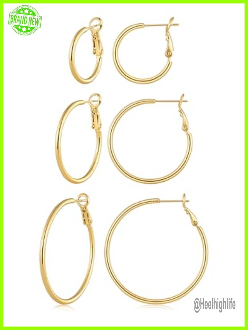 14K Gold Plated Thin Hoop Earrings Set, Hypoallergenic